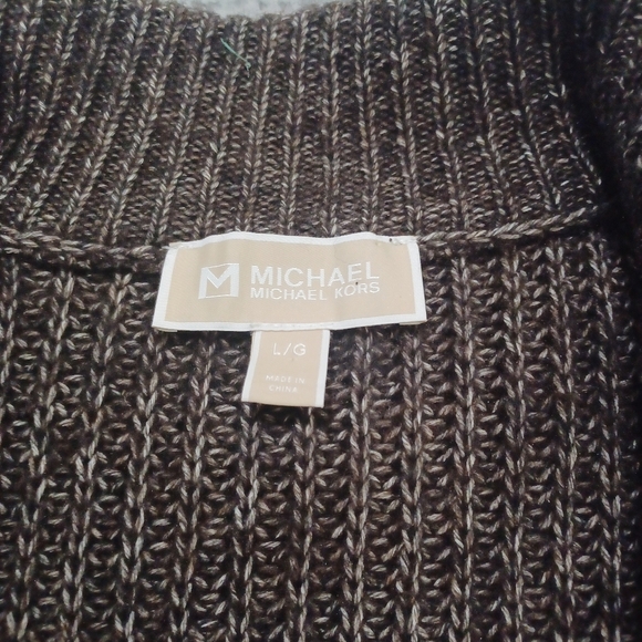 Michael Kors Sweater Faux Fur Full Zip Brown Vest Sz L - Picture 5 of 8